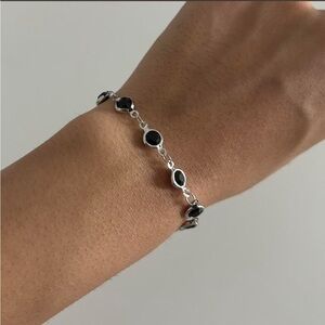 Elegant Silver and Black Bracelet